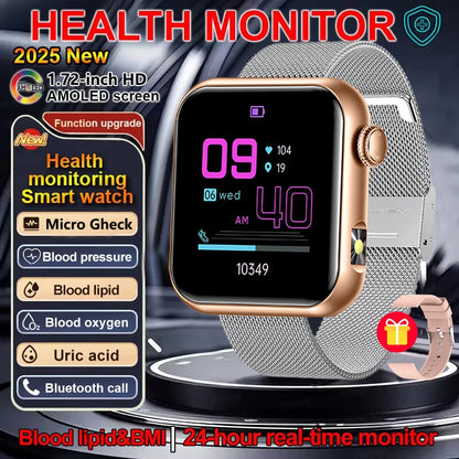 AI Smart Watch - HRV+PPG Blood Pressure Monitor, IP68 Waterproof