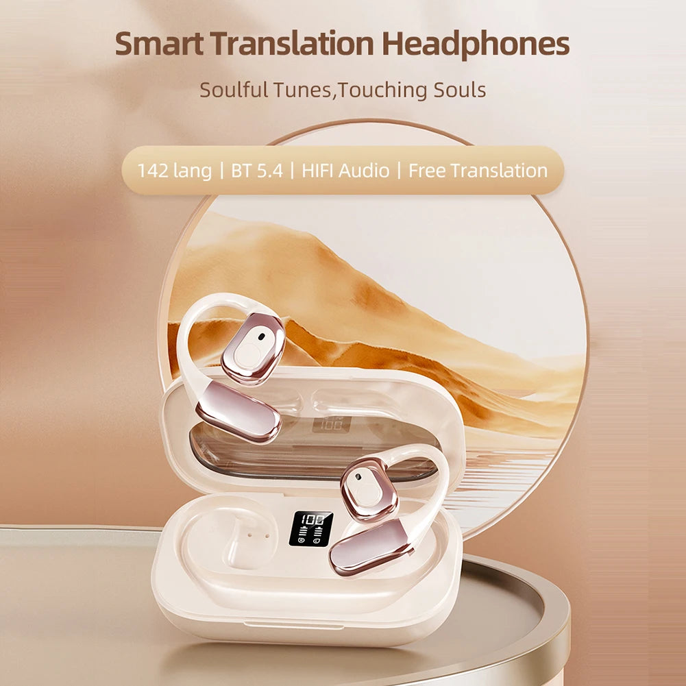 Real Time Translator Earbuds 142 Languages Noise Cancelling Instant Translated Smart Voice Translator for Sports Business Travel