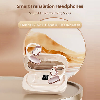 Real Time Translator Earbuds 142 Languages Noise Cancelling Instant Translated Smart Voice Translator for Sports Business Travel