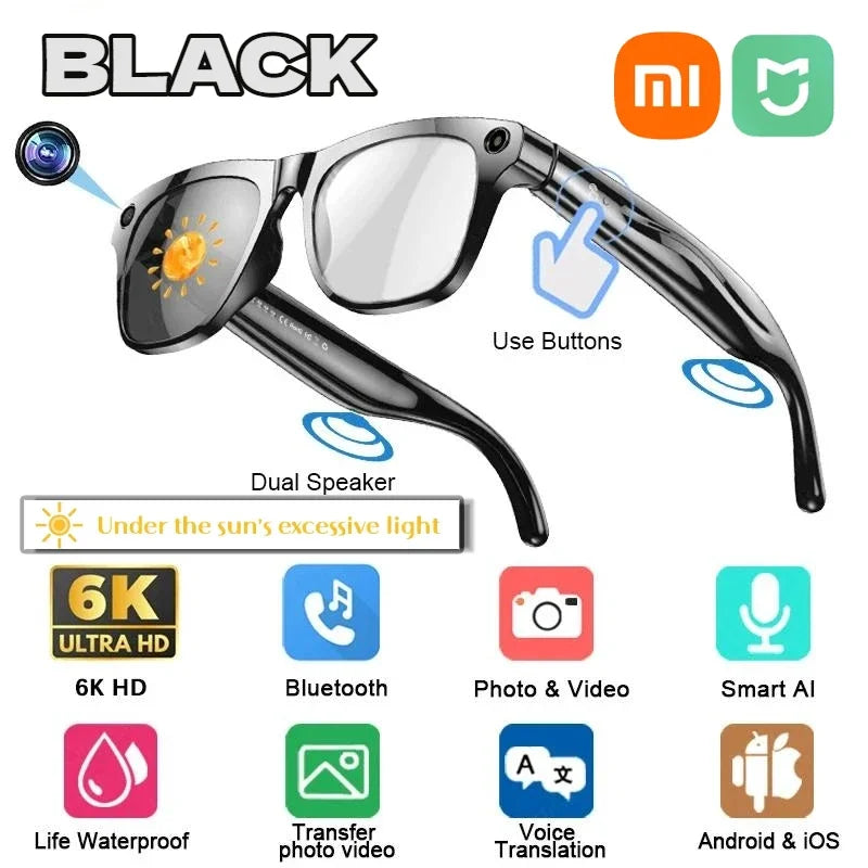 Xiaomi 6K AI Smart Glasses - Photochromic, Bluetooth, Voice Assistant, Camera