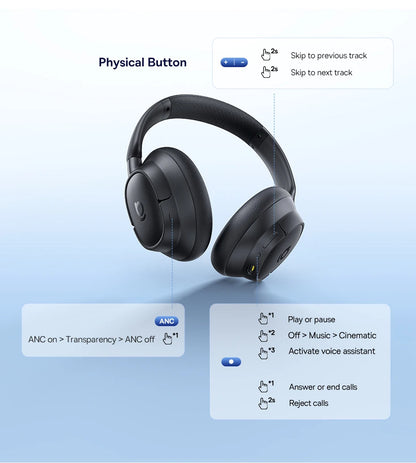 Baseus EH10 NC Wireless Headphones - 45dB ANC, 80H Battery