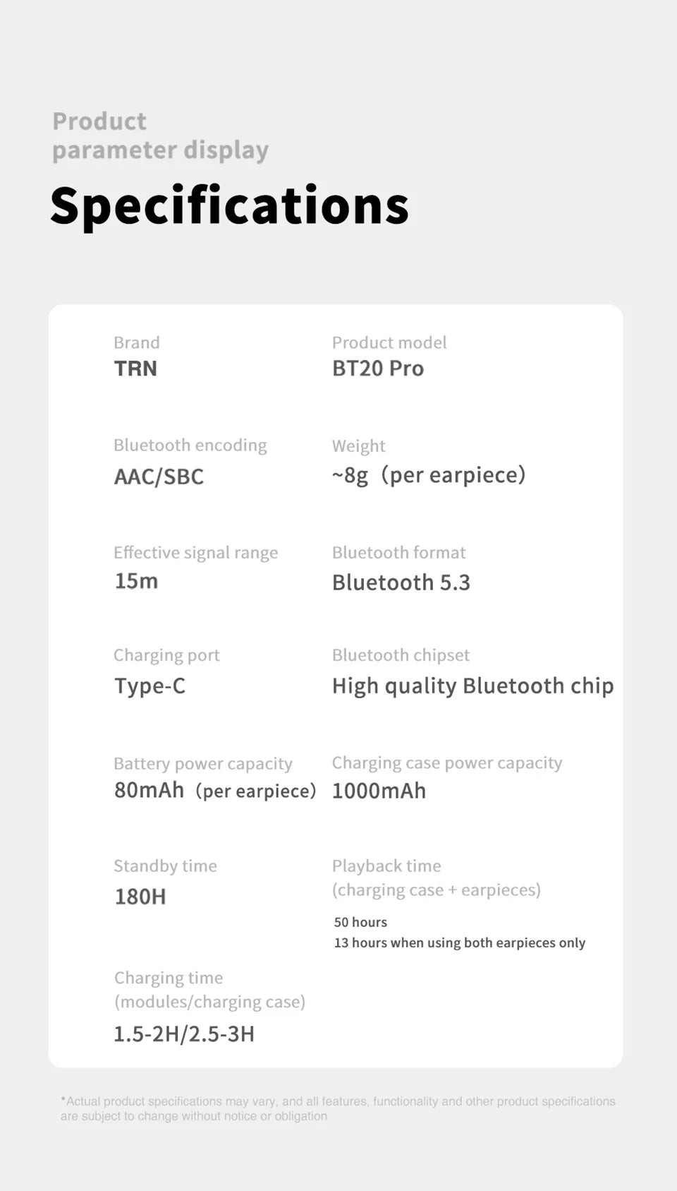 TRN BT20PRO Bluetooth 5.3 Wireless Earphone Cable - MMCX/2Pin/QDC