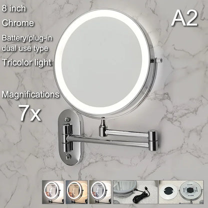 LED Wall Mount Makeup Mirror with Magnification & Dimming