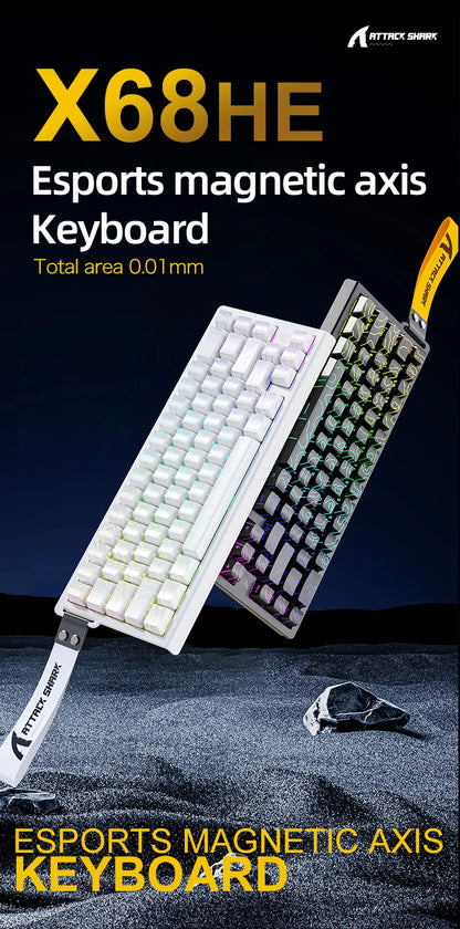 X68HE ATTACK SHARK Magnetic Gaming Keyboard Mechanical Wired for Pro Gaming 0.01mm Rapid Trigg 8000Hz SOCD/Rs 0.125ms 128K Rate