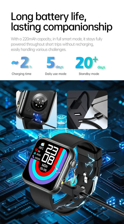 AI Smart Watch - HRV+PPG Blood Pressure Monitor, IP68 Waterproof