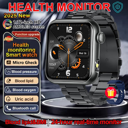 AI Smart Watch - HRV+PPG Blood Pressure Monitor, IP68 Waterproof