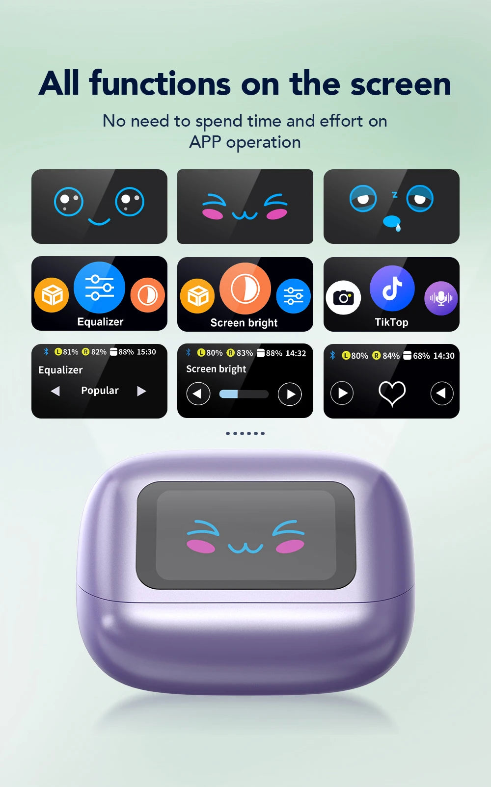 HTC NE54 AI Translator Earbuds - LCD Screen, Ear Clip Design