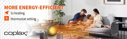 1500W Portable Electric Space Heater - Fast Heating Thermostat Safety Protection