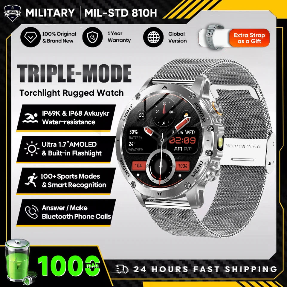 T-Rex 3 Ultra Smartwatch - 1000mAh Battery, 5ATM Waterproof, Heart Rate Monitor