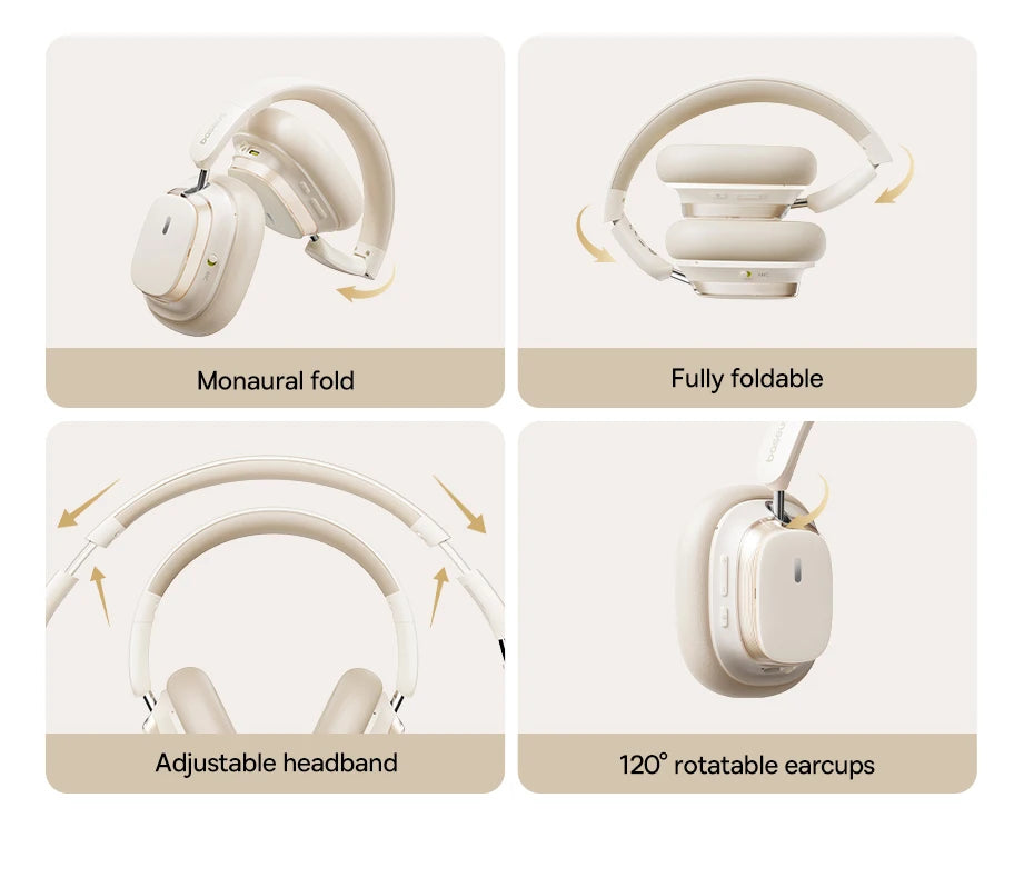 Baseus Bowie H1s Wireless Headphones - 46dB ANC, Hi-Res Spatial Audio, 120H