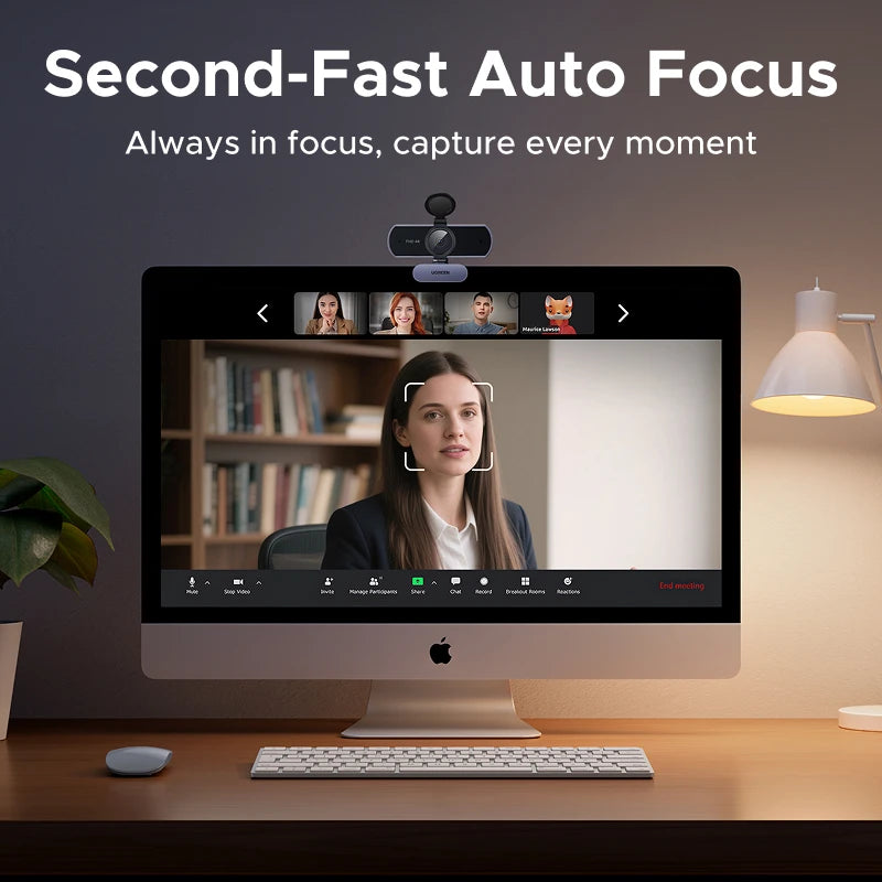 UGREEN 4K FHD 1080P Webcam 8MP for PC, PDAF Auto Focus, Dual AI Noise-Cancelling Mics, Web cam Camera for Zoom/Teams/Google Meet