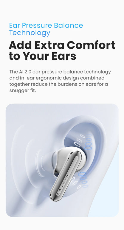 HAYLOU Mori Pro Wireless Earbuds - 43dB ANC, Bluetooth 5.4