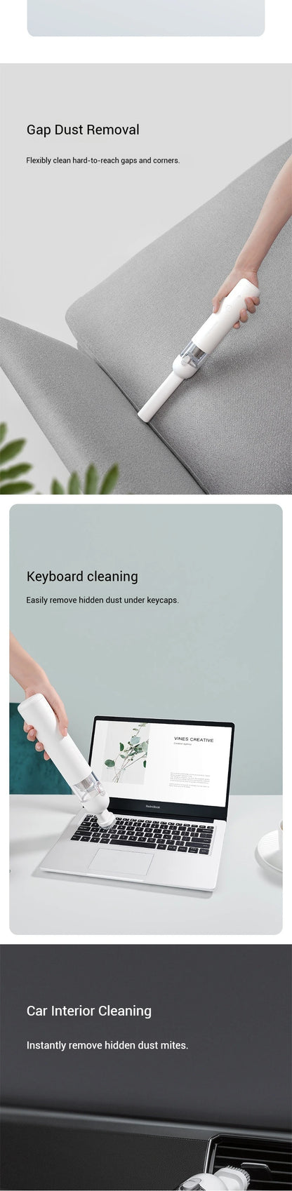 Xiaomi Mijia Handheld Vacuum - 12000Pa Cordless Rechargeable Car Pet Hair