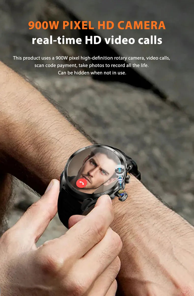H19 Android Smartwatch - 190° Rotary Camera, GPS, 1.95" AMOLED