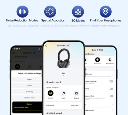 Baseus EH10 NC Wireless Headphones - 45dB ANC, 80H Battery