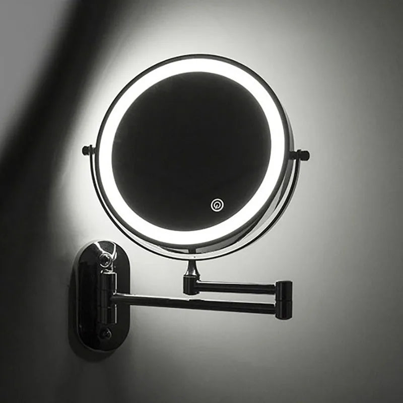 LED Wall Mount Makeup Mirror with Magnification & Dimming