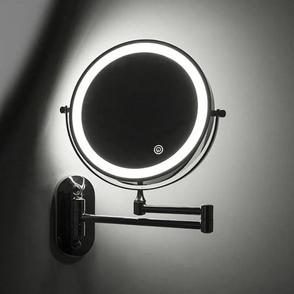 LED Wall Mount Makeup Mirror with Magnification & Dimming