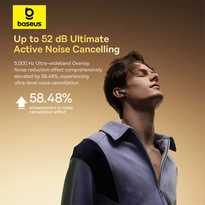 Baseus Bowie M2s Ultra Wireless Earphones Smart Screen 52dB Noise Cancelling Bluetooth 5.4 Headphones 3D Audio Spatial Earbuds