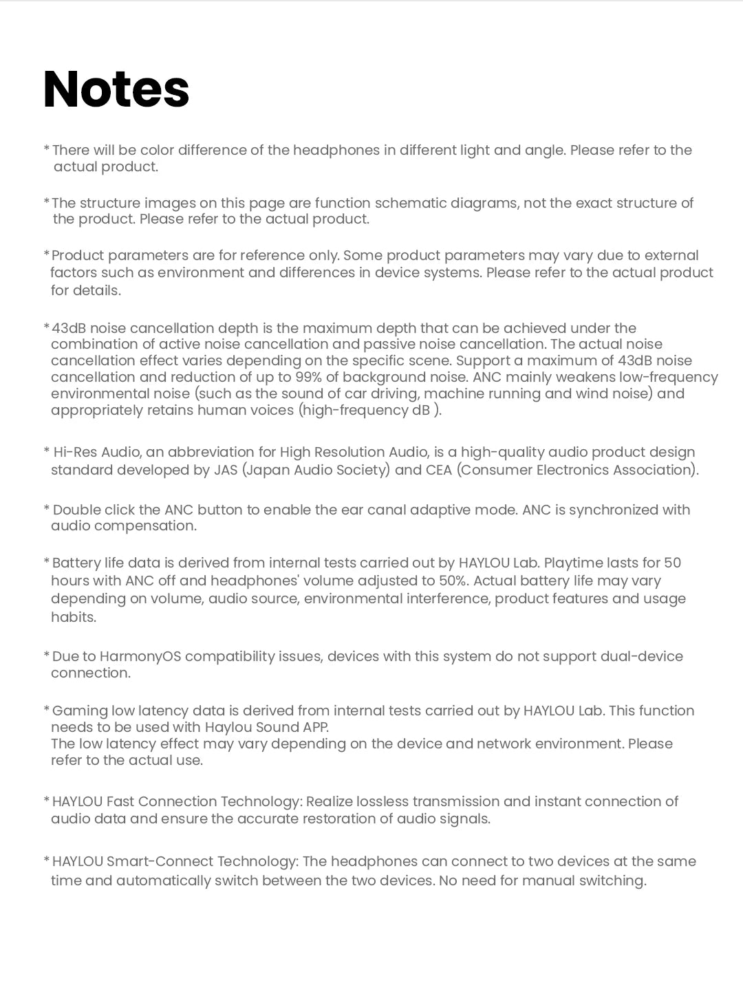 HAYLOU S30 Bluetooth 5.4 Headphones - 43dB ANC, 80H Playtime