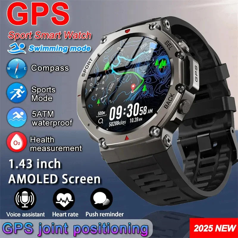 T-Rex 3 GPS Smart Watch - 10ATM Waterproof Dual-band GNSS Military Smartwatch