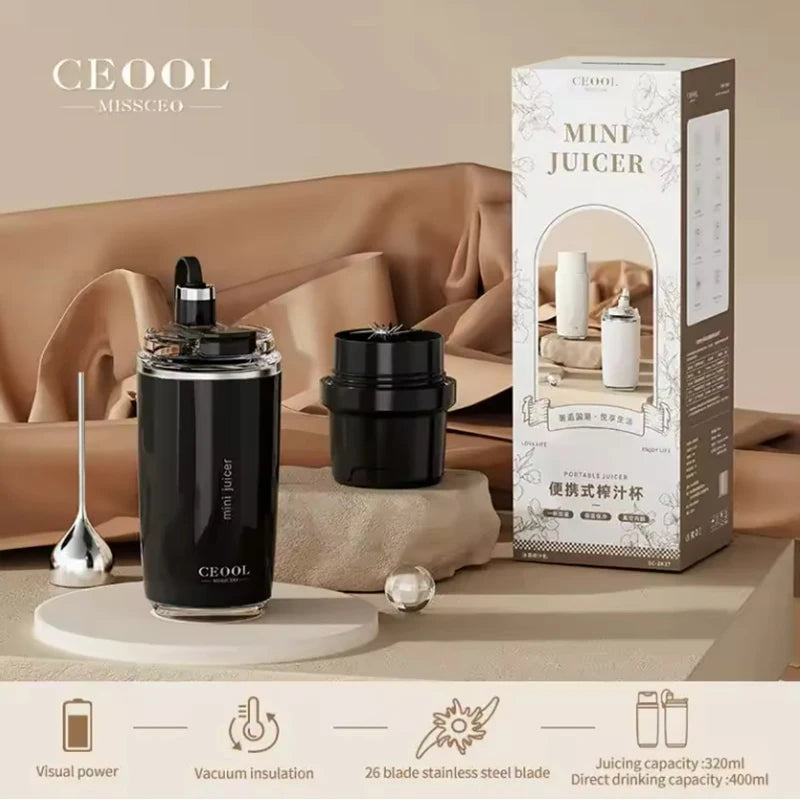 320ML USB Portable Blender Bottle with 26 Blades