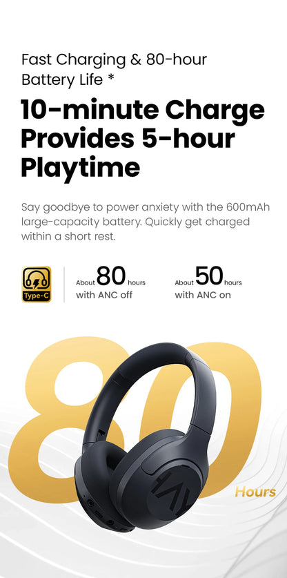 HAYLOU S30 Wireless Headphones - 43dB ANC, 40mm Driver, 80H Playtime