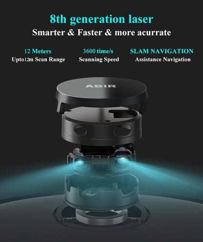 ABIR X8 Robot Vacuum - Laser Navigation Multi-Floor Mapping Zone Cleaning