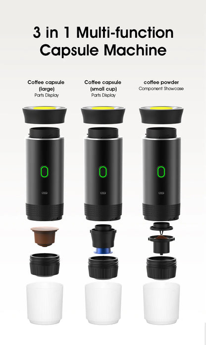 Portable Electric Espresso Maker - 3-in-1 Wireless Coffee Machine for Car Travel
