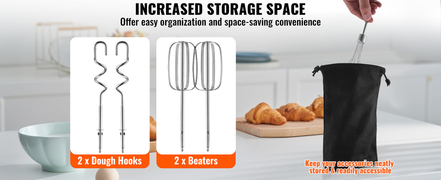 VEVOR Cordless Electric Hand Mixer - Variable Speed Rechargeable Baking Mixer