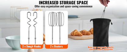 VEVOR Cordless Electric Hand Mixer - Variable Speed Rechargeable Baking Mixer